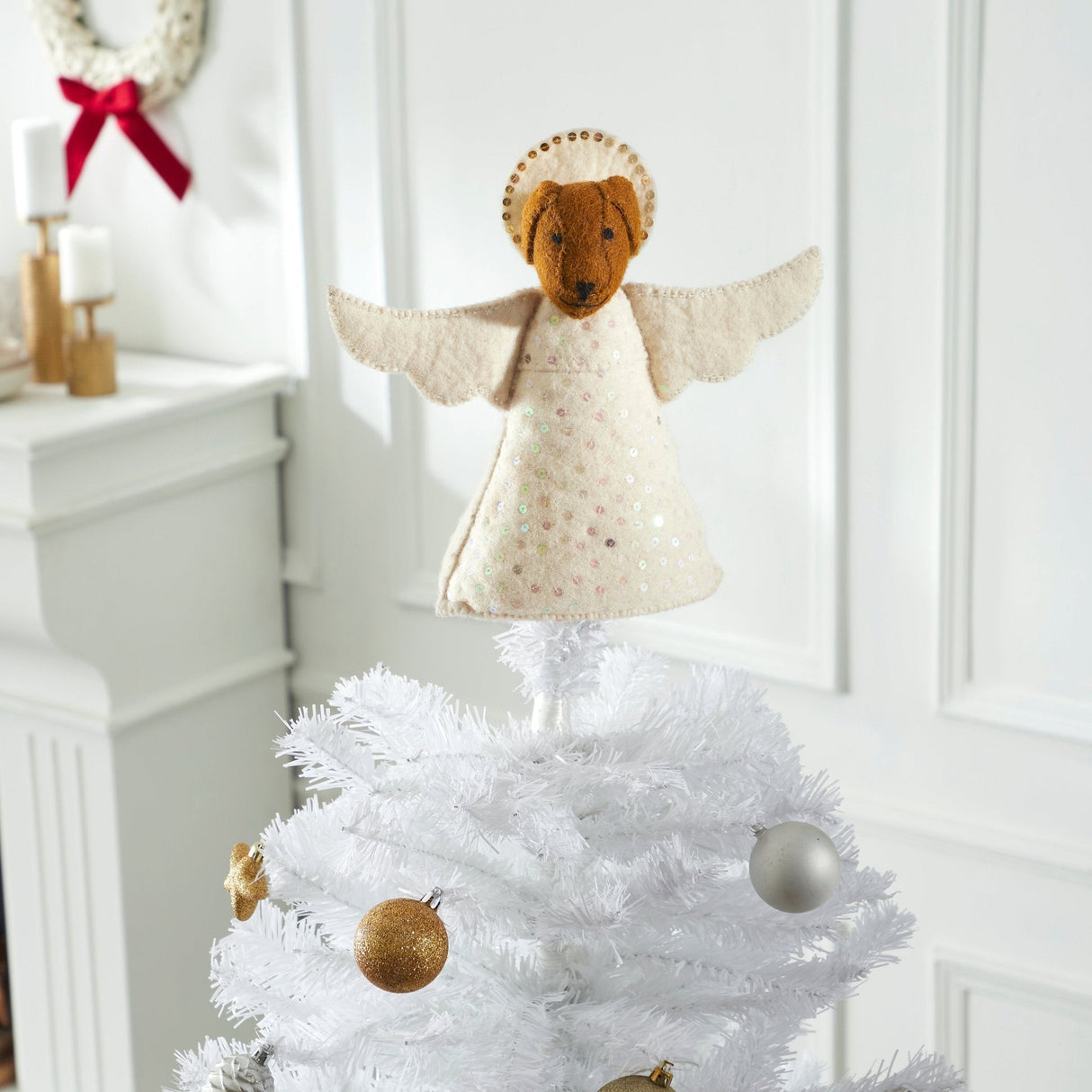 Brown Dog Angel Handmade Felt Christmas Tree Topper Arcadia Home