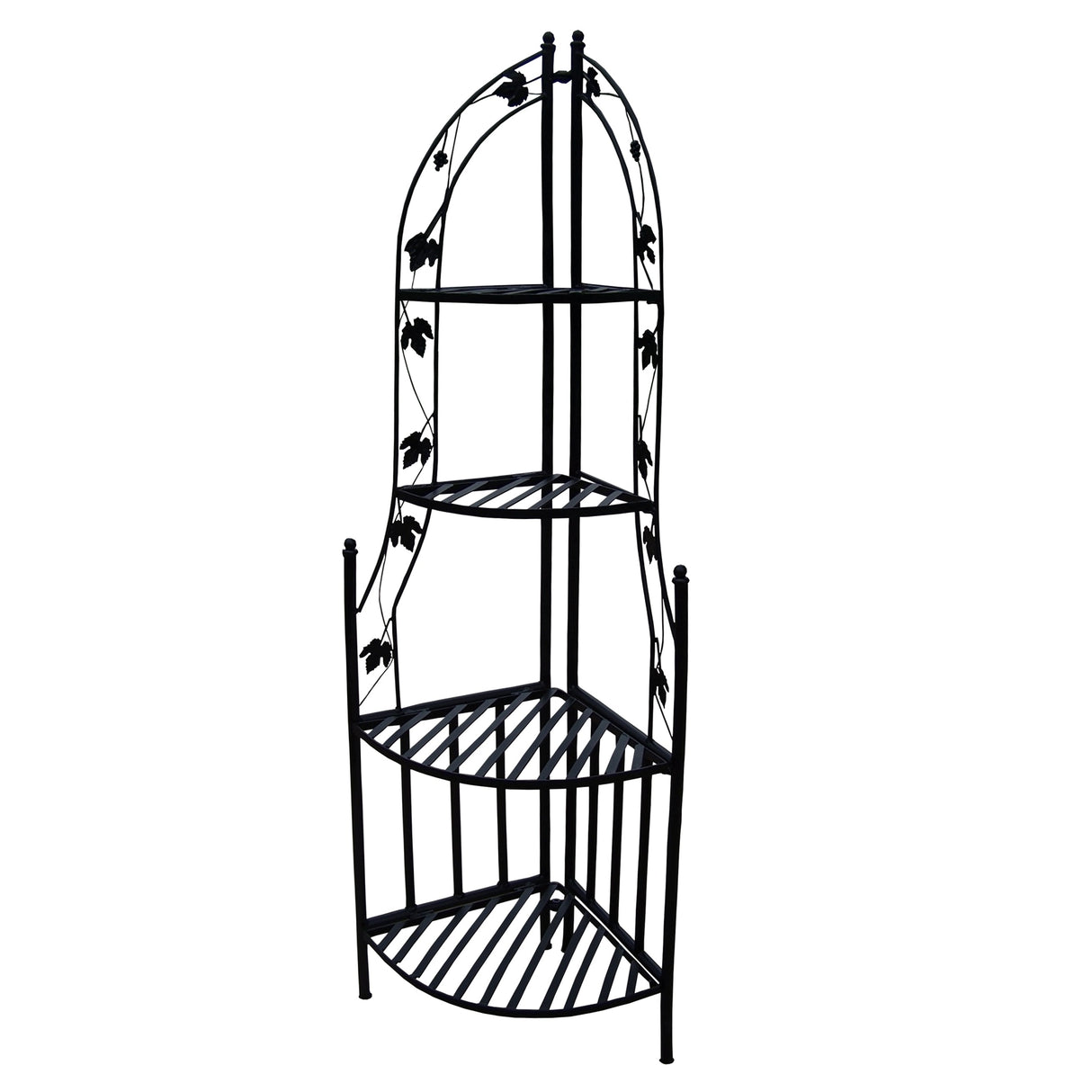 4-Tier Steel Corner Shelf Black Plant Stand