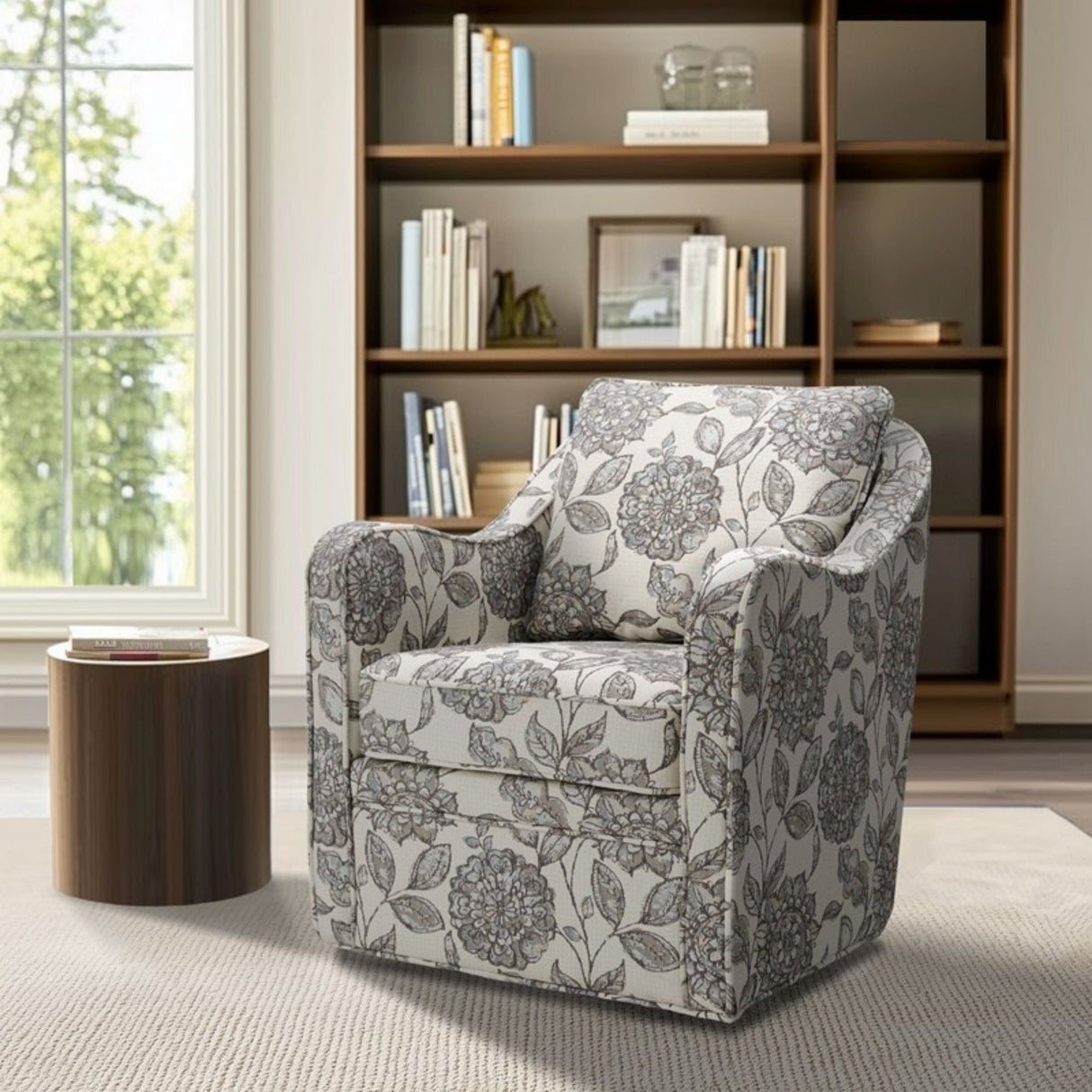 Floral Rotating Arm Chair