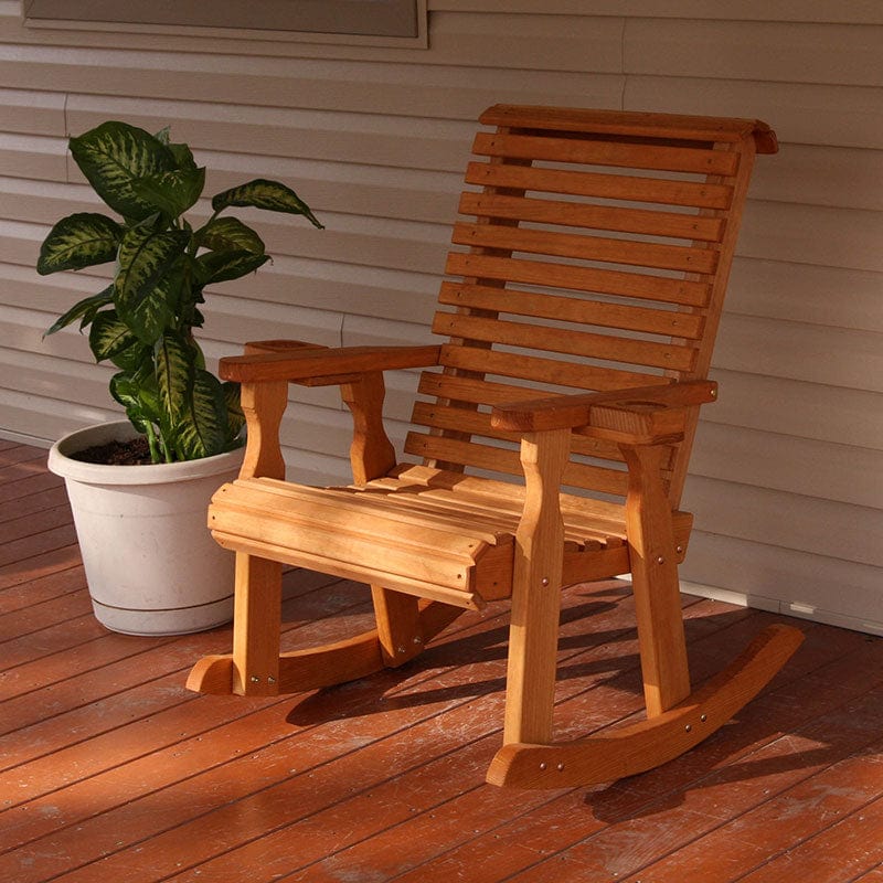 Amish Casual Heavy Duty Roll Back Wooden Outdoor Rocking Chair