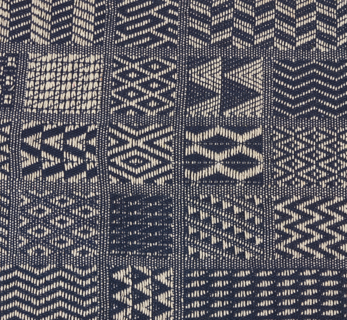 Artisan Hand Loomed Cotton Square Pillow, Indigo Blocks