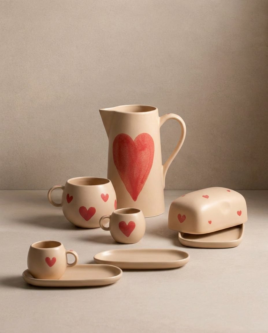 Hearts Stoneware ceramic Mug 17oz / 500ml — Limited Edition