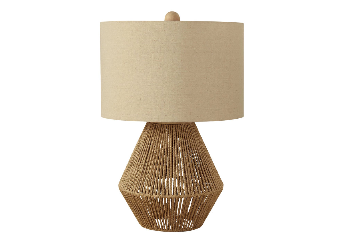 Brown Rope and Beige Shade Table Light, 22"H
