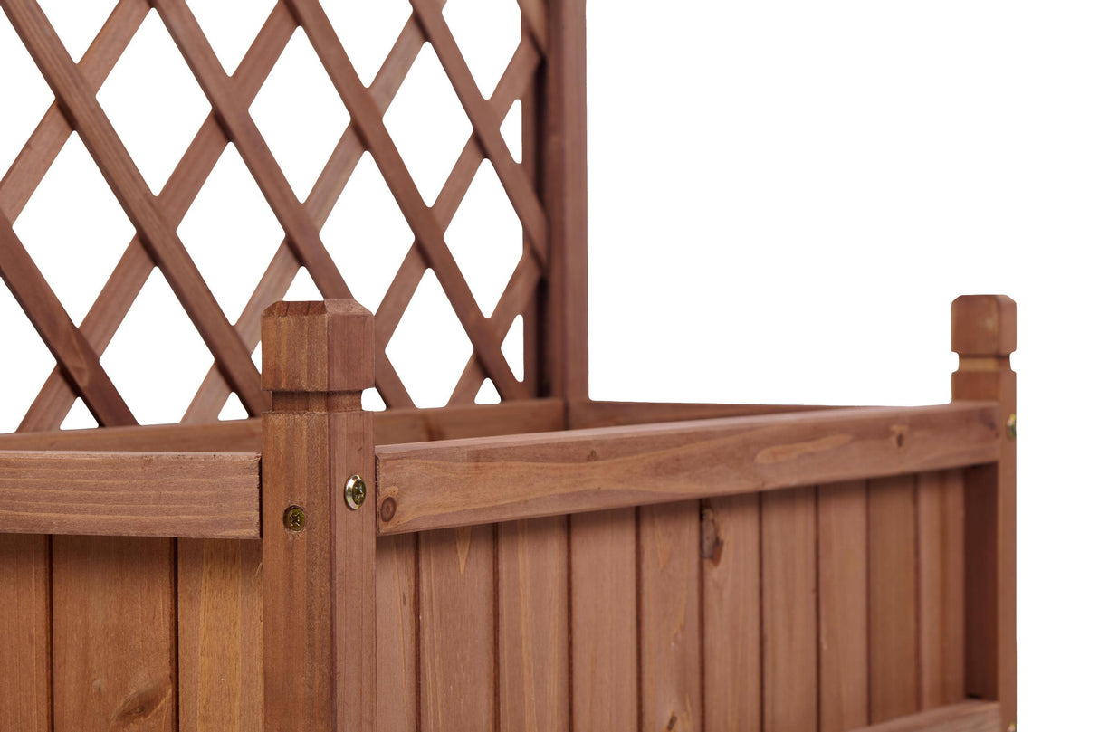 2-Pack Raised Garden Beds with Trellis, Outdoor Wooden Plant Box, and Plant Stand