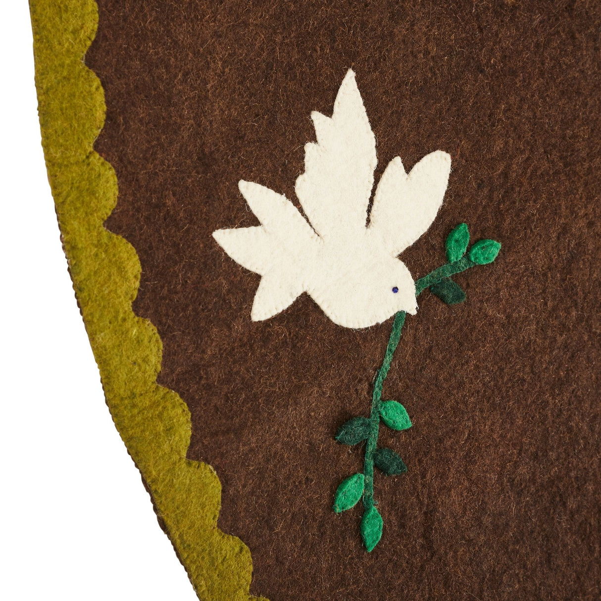 Handmade Doves Brown Christmas Tree Skirt Hand Felted Wool - 60" Arcadia Home