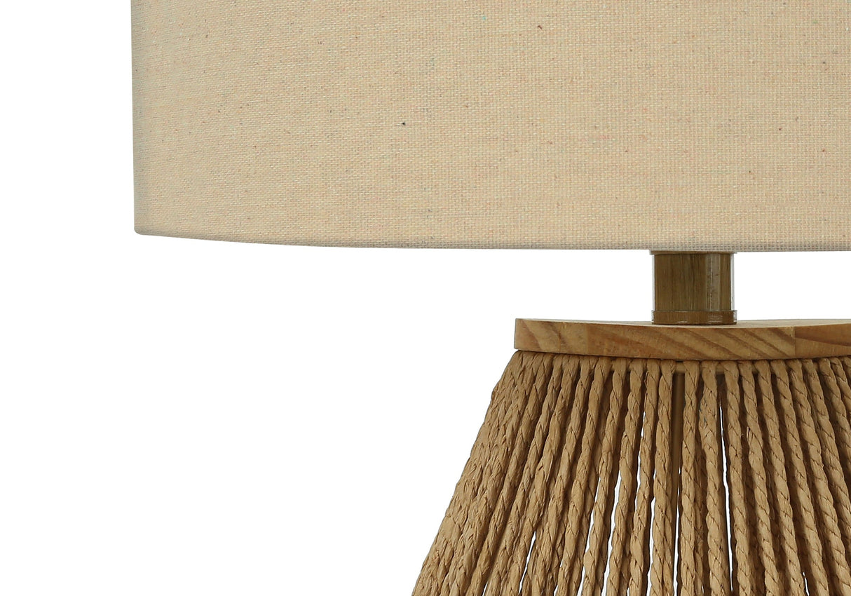 Brown Rope and Beige Shade Table Light, 22"H
