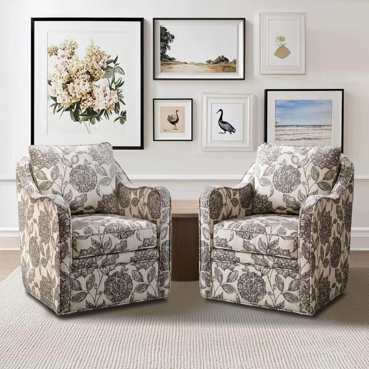 Floral Rotating Arm Chair