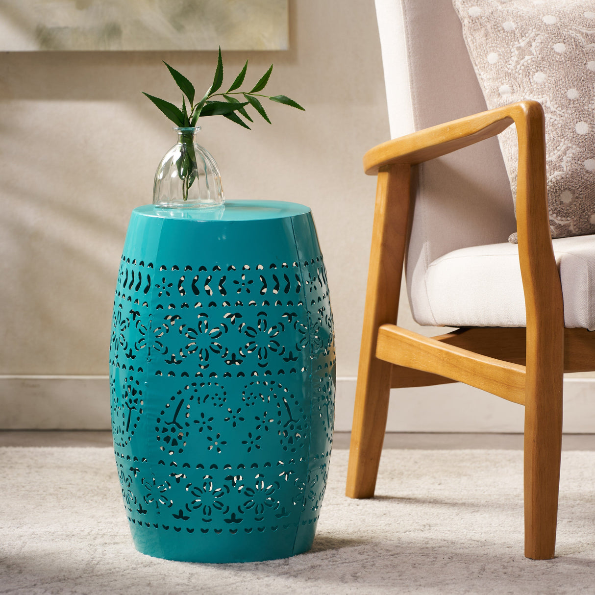Bloom Outdoor Lace-Cut Side Table
