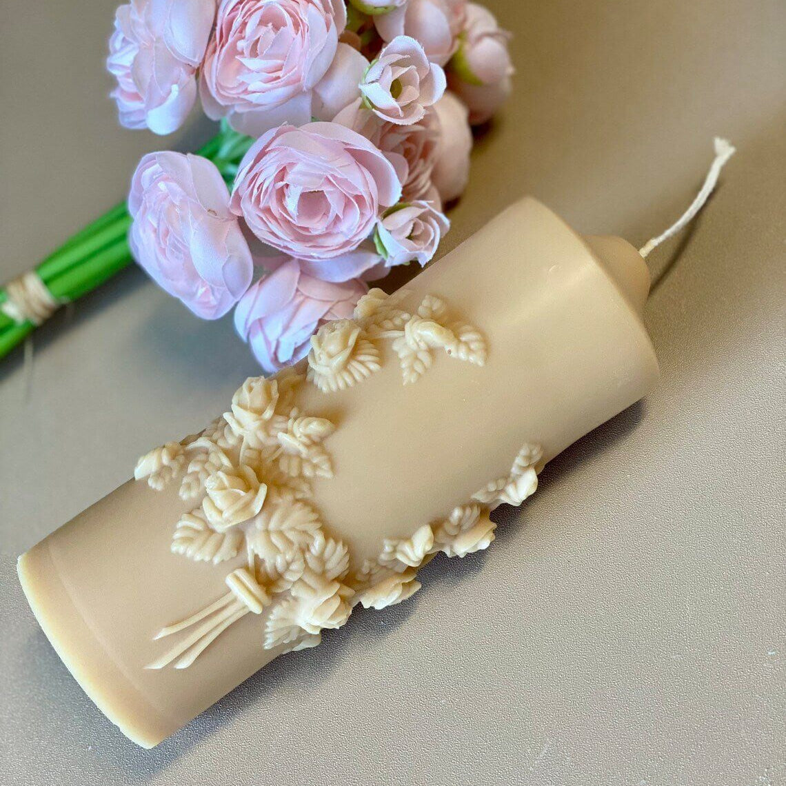 Floral Pillar Candle