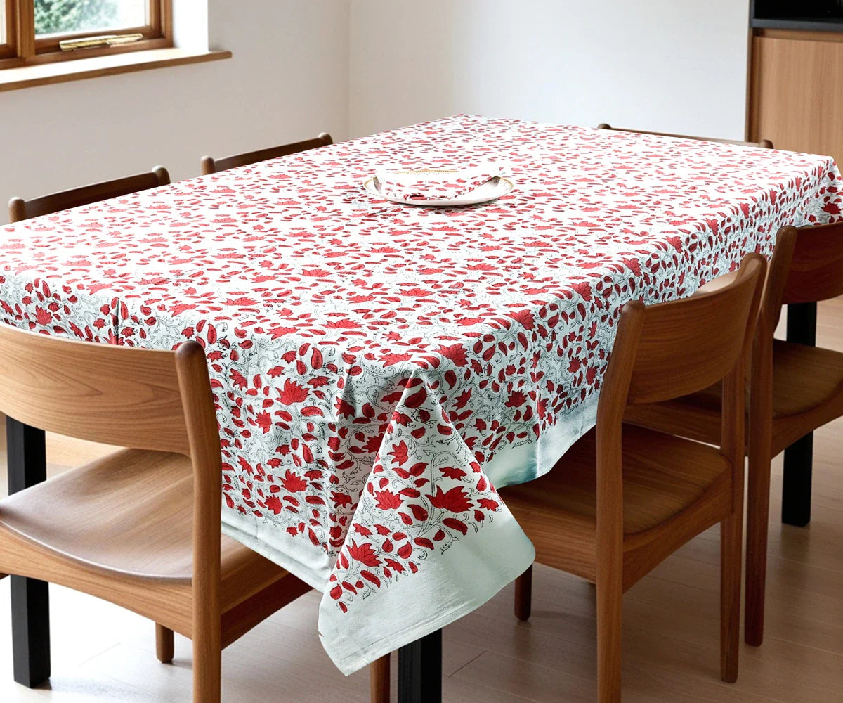 Floral Tablecloth - Red Cloth Tablecloth
