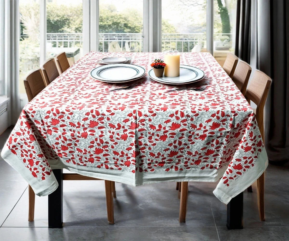 Floral Tablecloth - Red Cloth Tablecloth