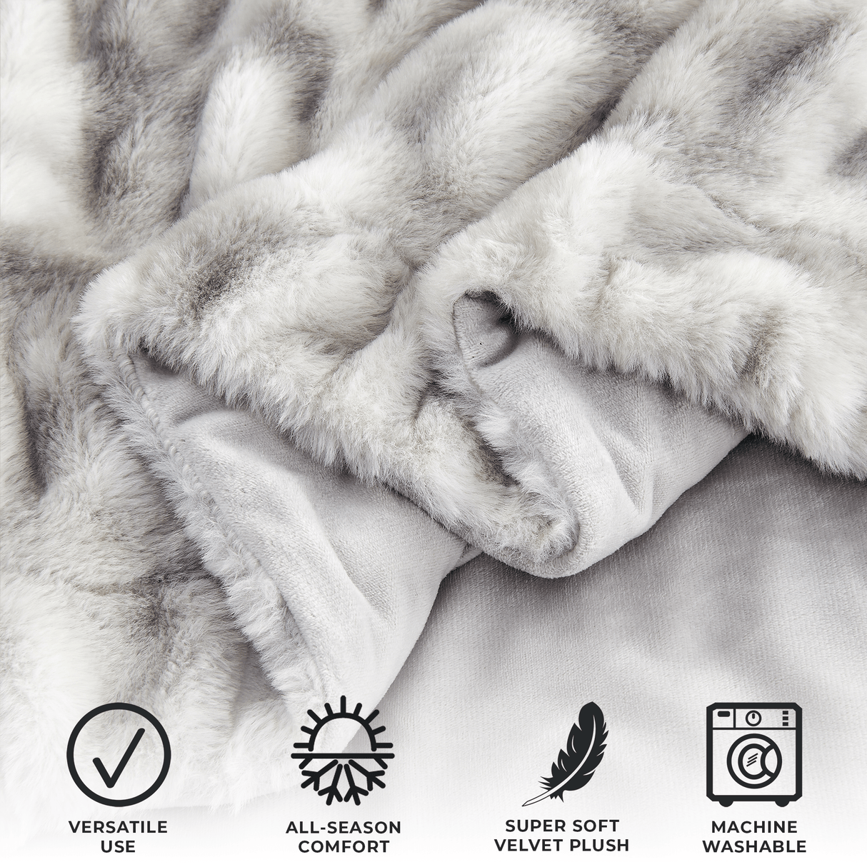 Ruched Faux Fur Throw Blanket - Alondra Collection