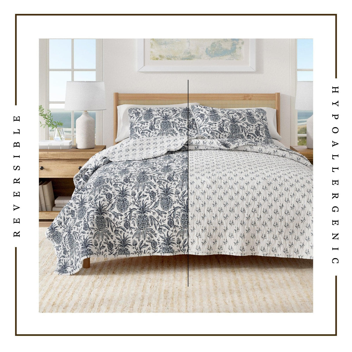 Bernice Coastal Printed Cotton Quilt Set
