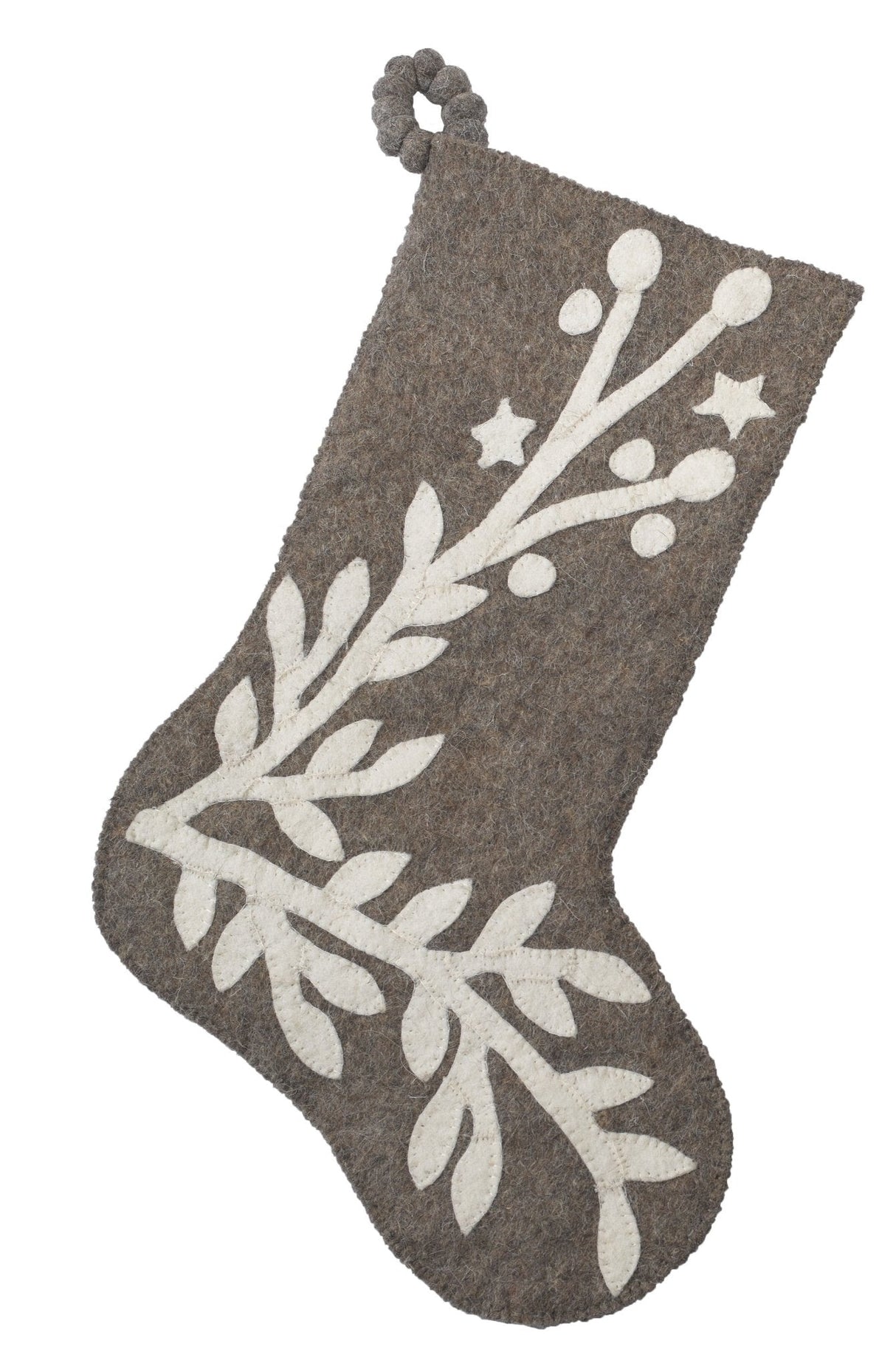 Hand Felted Wool Christmas Stocking – Stars and Branch Gray Arcadia Home