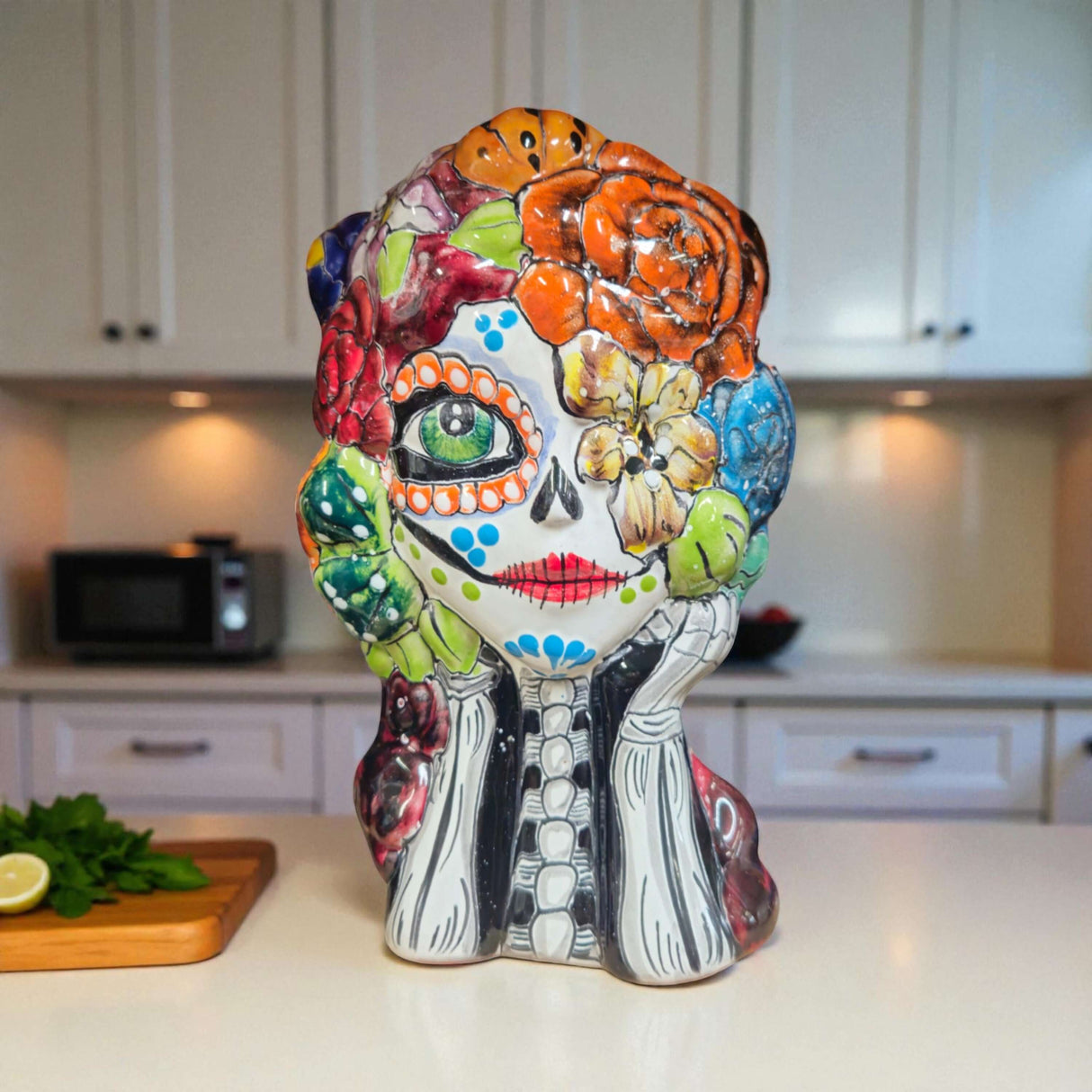 Colorful Talavera Skull Planter