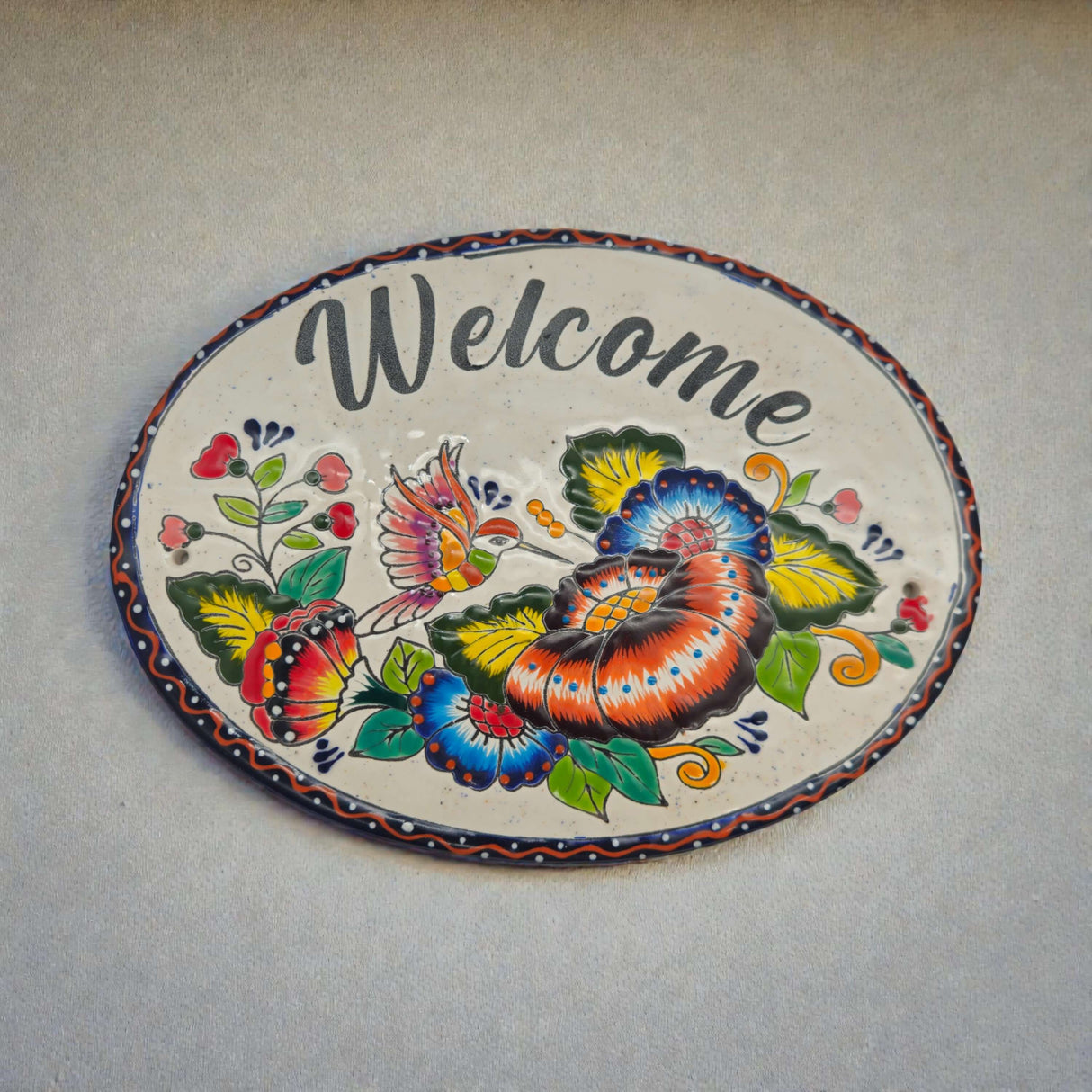 Colorful Talavera Welcome Plaque