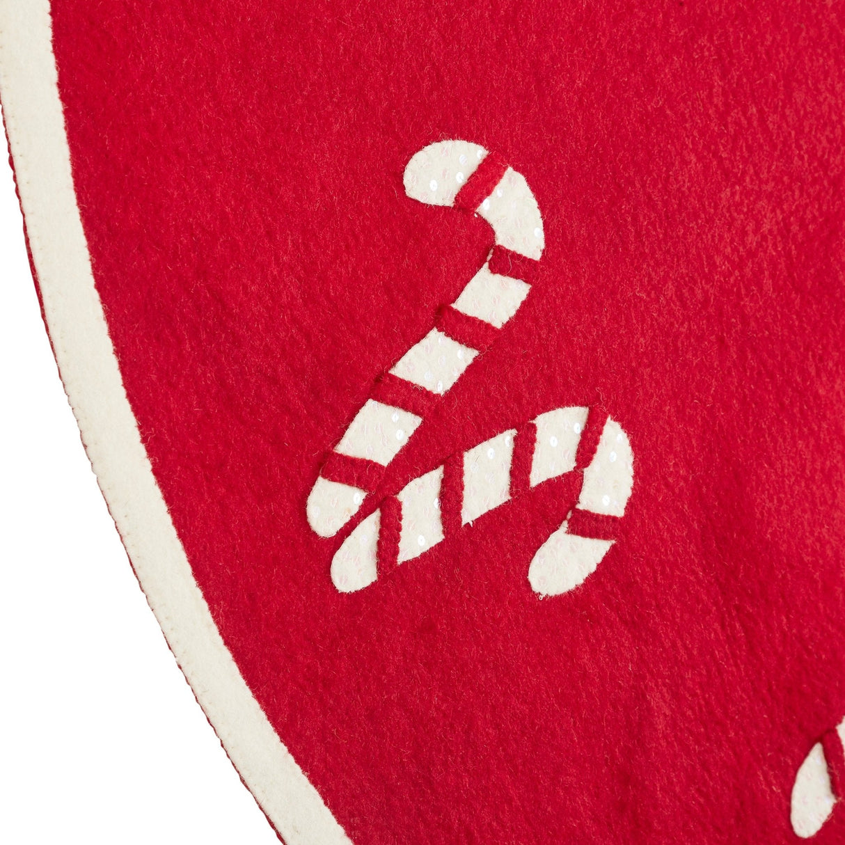 Handmade Candy Canes Red Felt Christmas Tree Skirt Felt 60" Arcadia Home