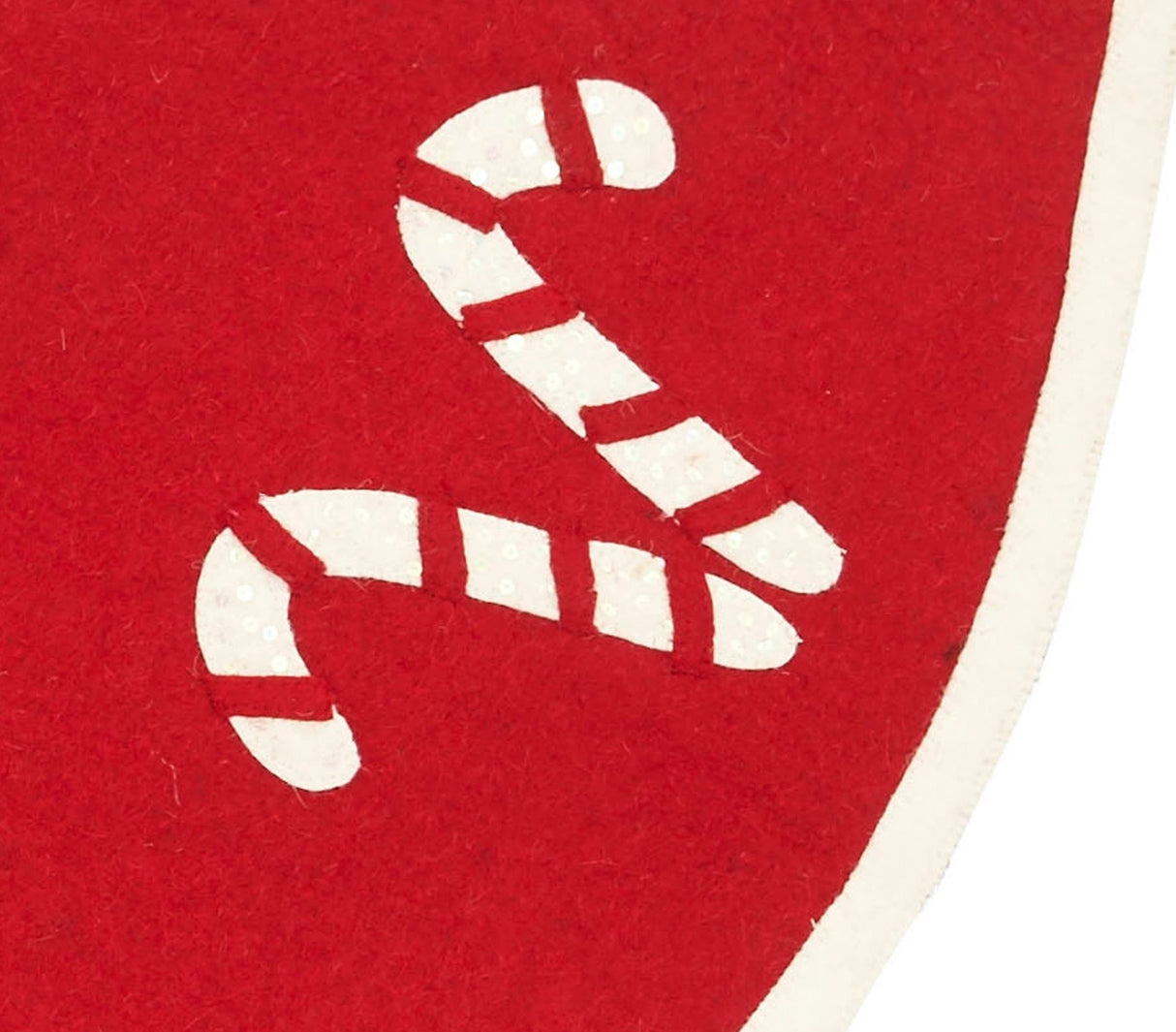 Handmade Candy Canes Red Felt Christmas Tree Skirt Felt 60" Arcadia Home