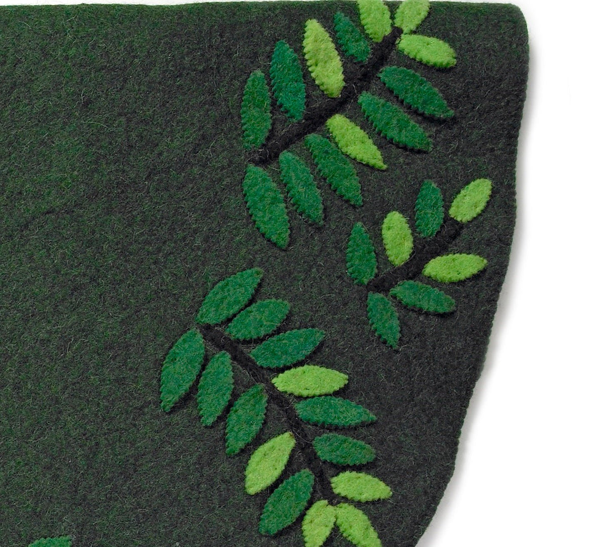 Handmade Green Leaves Felt Christmas Tree Skirt 60" Arcadia Home