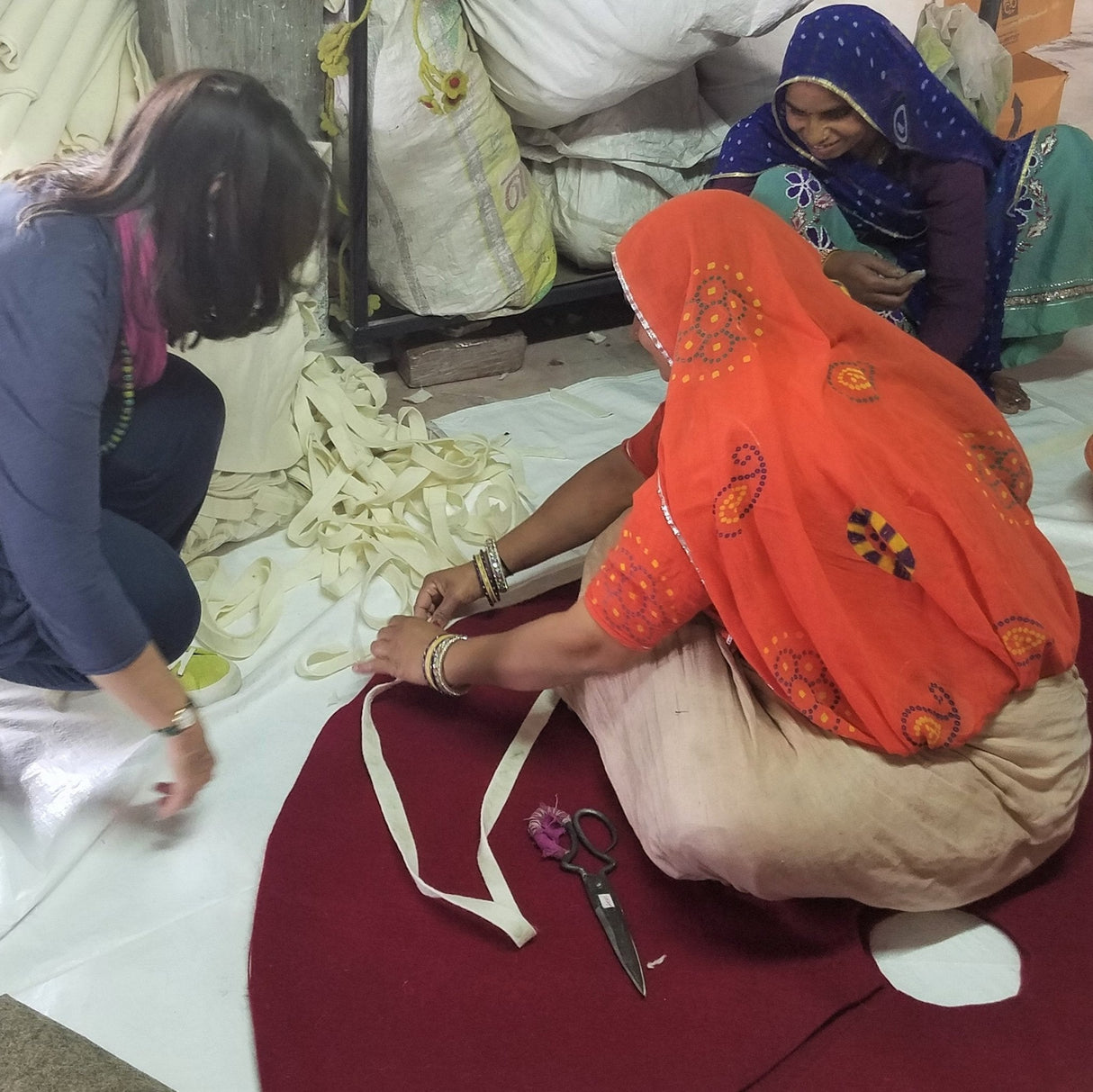 Handmade Snowflakes Red Christmas Tree Skirt Felt 60" / 72" Arcadia Home