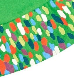 Handmade Green Confetti Border Christmas Tree Skirt Wool 60" Arcadia Home