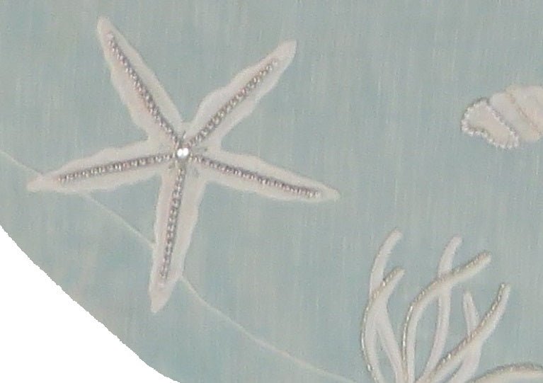 Handmade Seashells Light Blue Cotton Christmas Tree Skirt 60" Arcadia Home