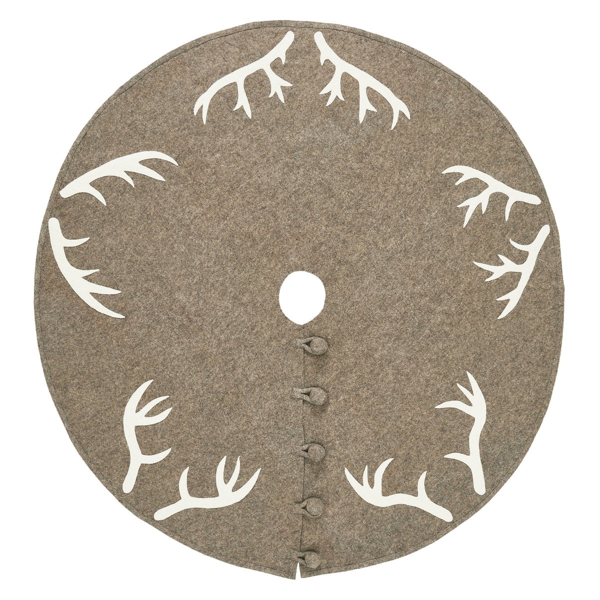 Handmade Felt Antlers Gray Christmas Tree Skirt 60" / 72"