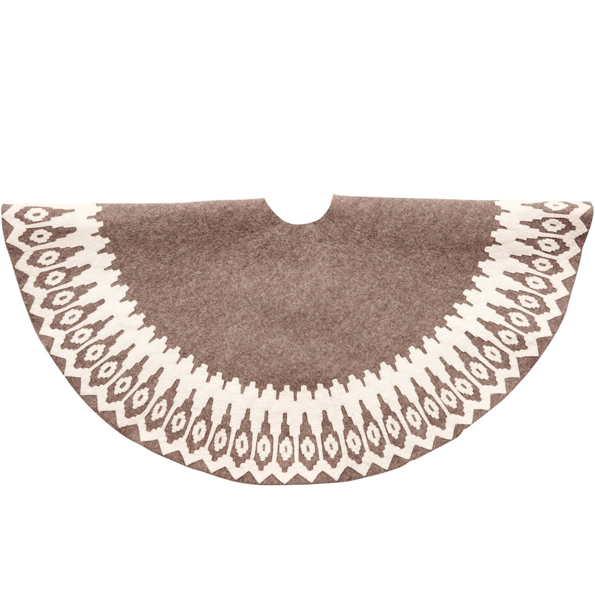 Handmade Felt Scandinavian Design Gray Christmas Tree Skirt 60" Arcadia Home