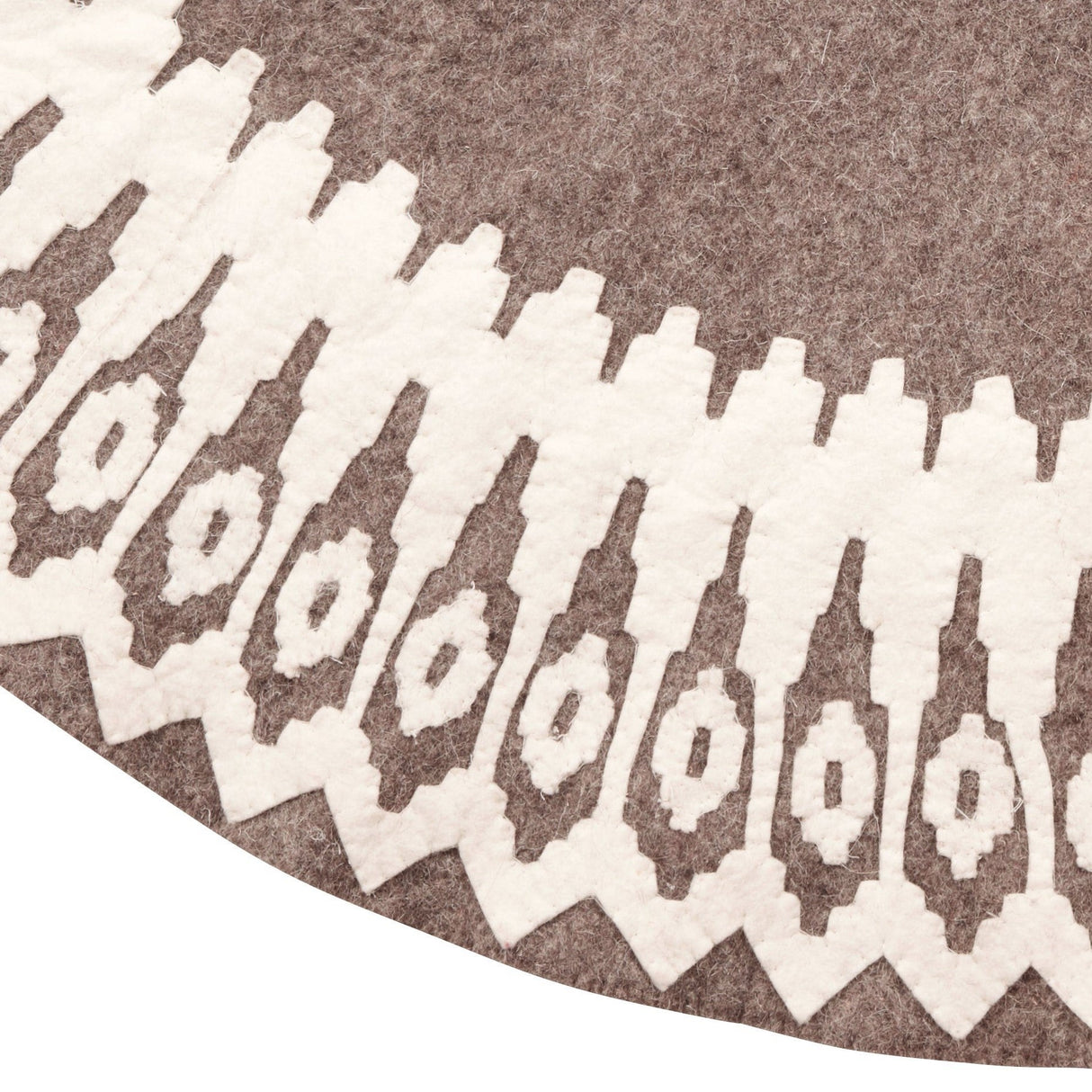 Handmade Felt Scandinavian Design Gray Christmas Tree Skirt 60" Arcadia Home