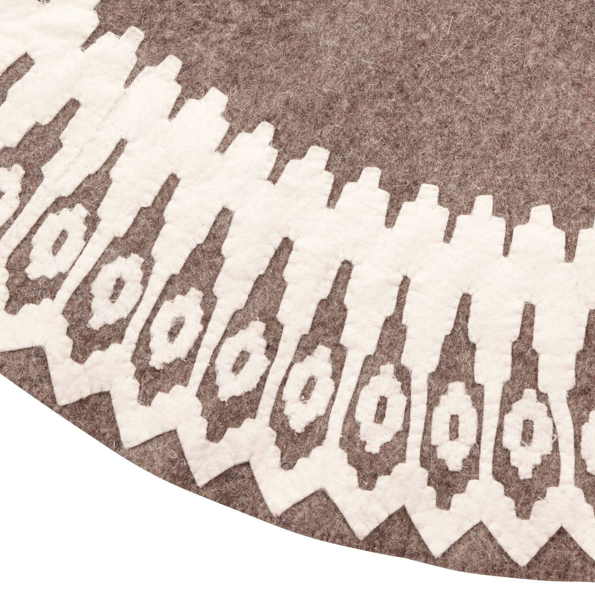 Handmade Felt Scandinavian Design Gray Christmas Tree Skirt 60"