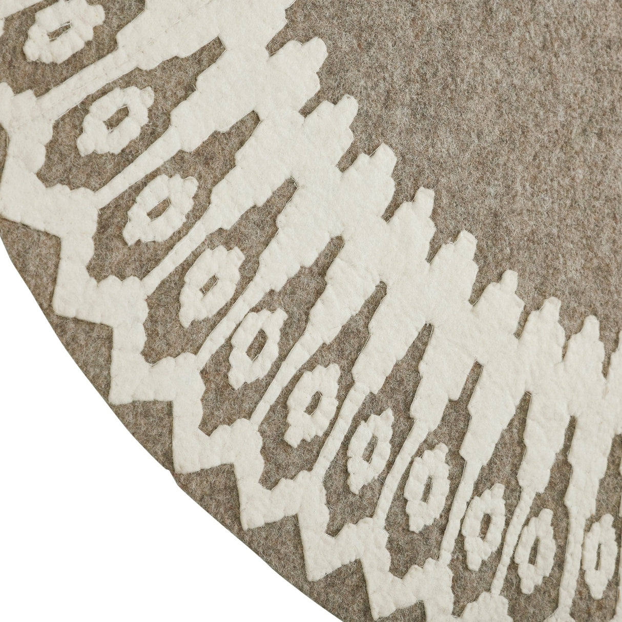 Handmade Felt Scandinavian Design Gray Christmas Tree Skirt 60" Arcadia Home