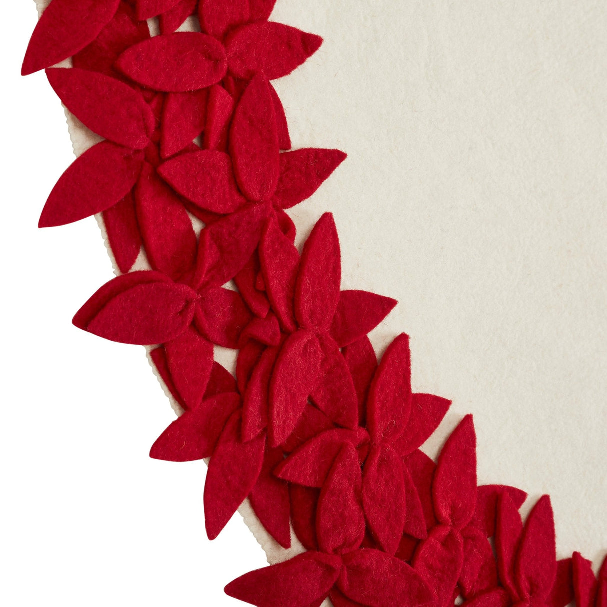 Handmade Felted Wool Red Flowers Christmas Tree Skirt - 64" Arcadia Home