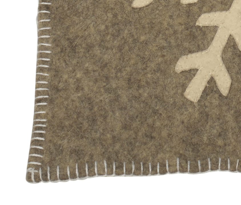 Gray Hand Felted Wool Christmas Table Runner - Snowflakes - 16"x44" Arcadia Home