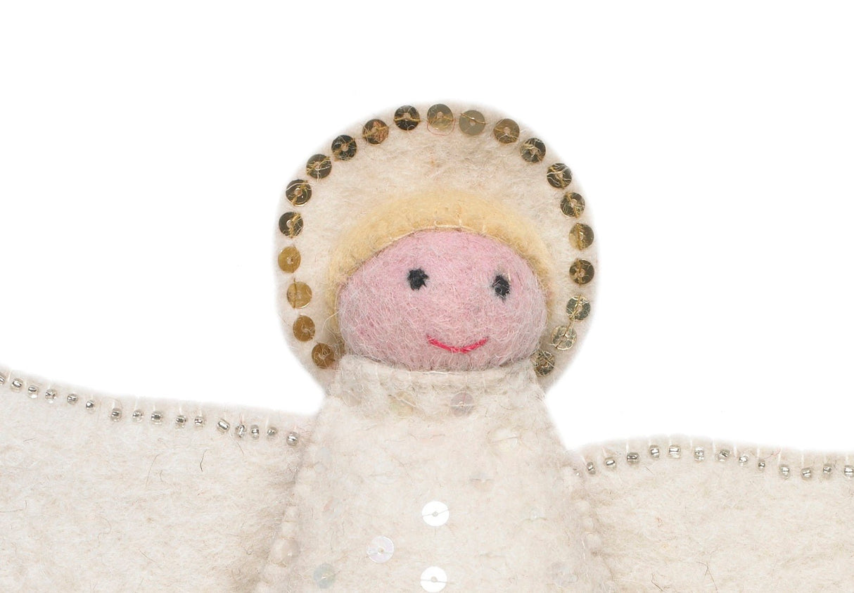 Handmade Hand Felted Wool Christmas Angel Tree Topper Arcadia Home