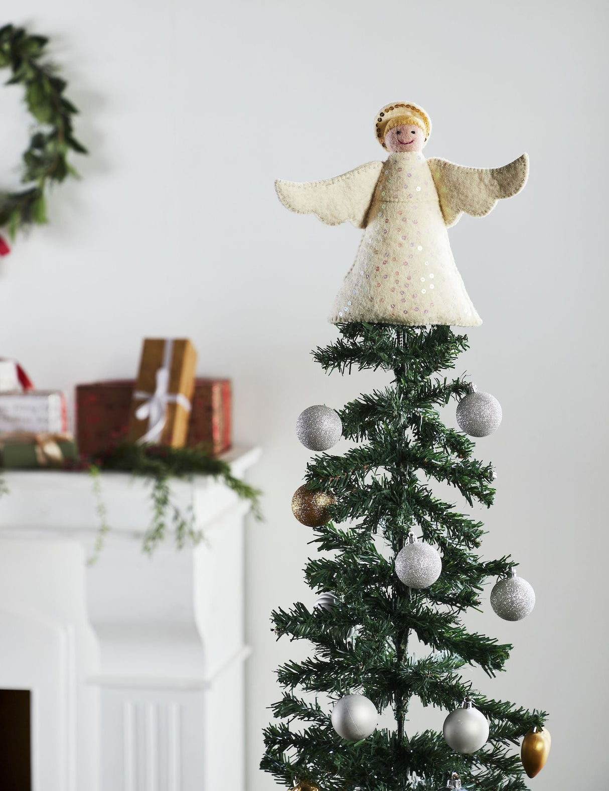 Handmade Hand Felted Wool Christmas Angel Tree Topper Arcadia Home