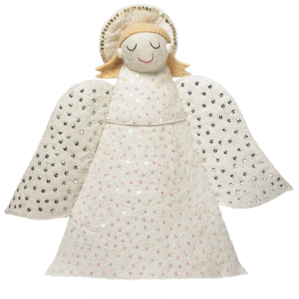 Handmade Hand Felted Wool Christmas Tree Topper - Extra Large Angel Arcadia Home