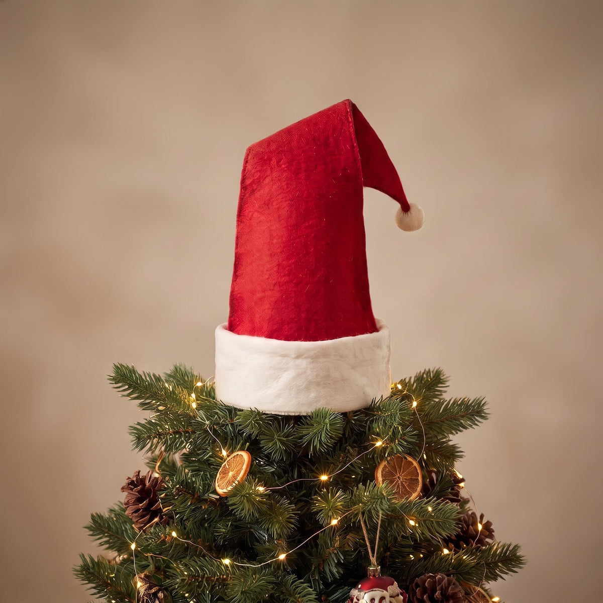 Handmade Hand Felted Wool Christmas Tree Topper - Santa Hat
