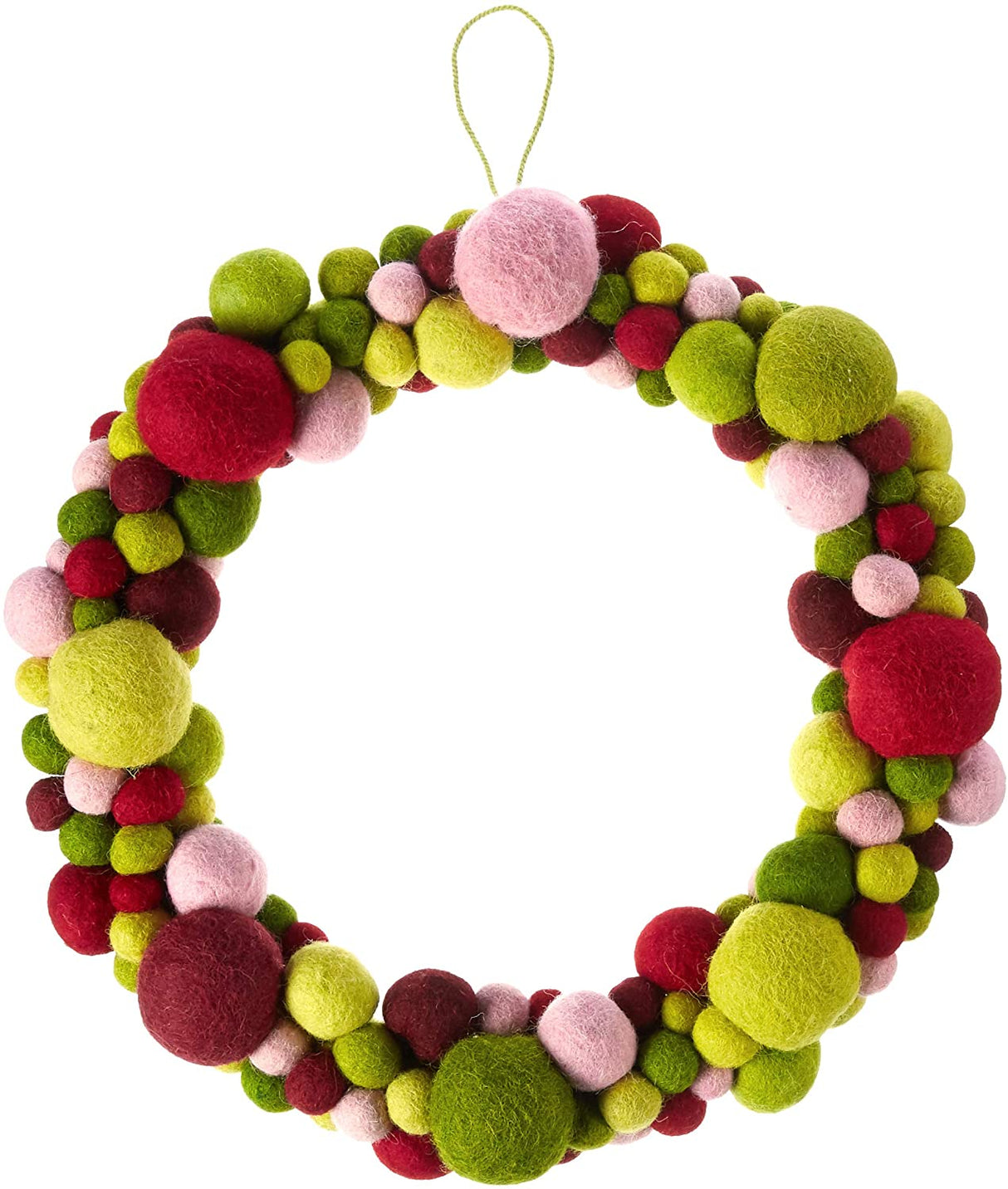 Handmade Hand Felted Wool Wreath - Multicolor Ball - 14" Arcadia Home