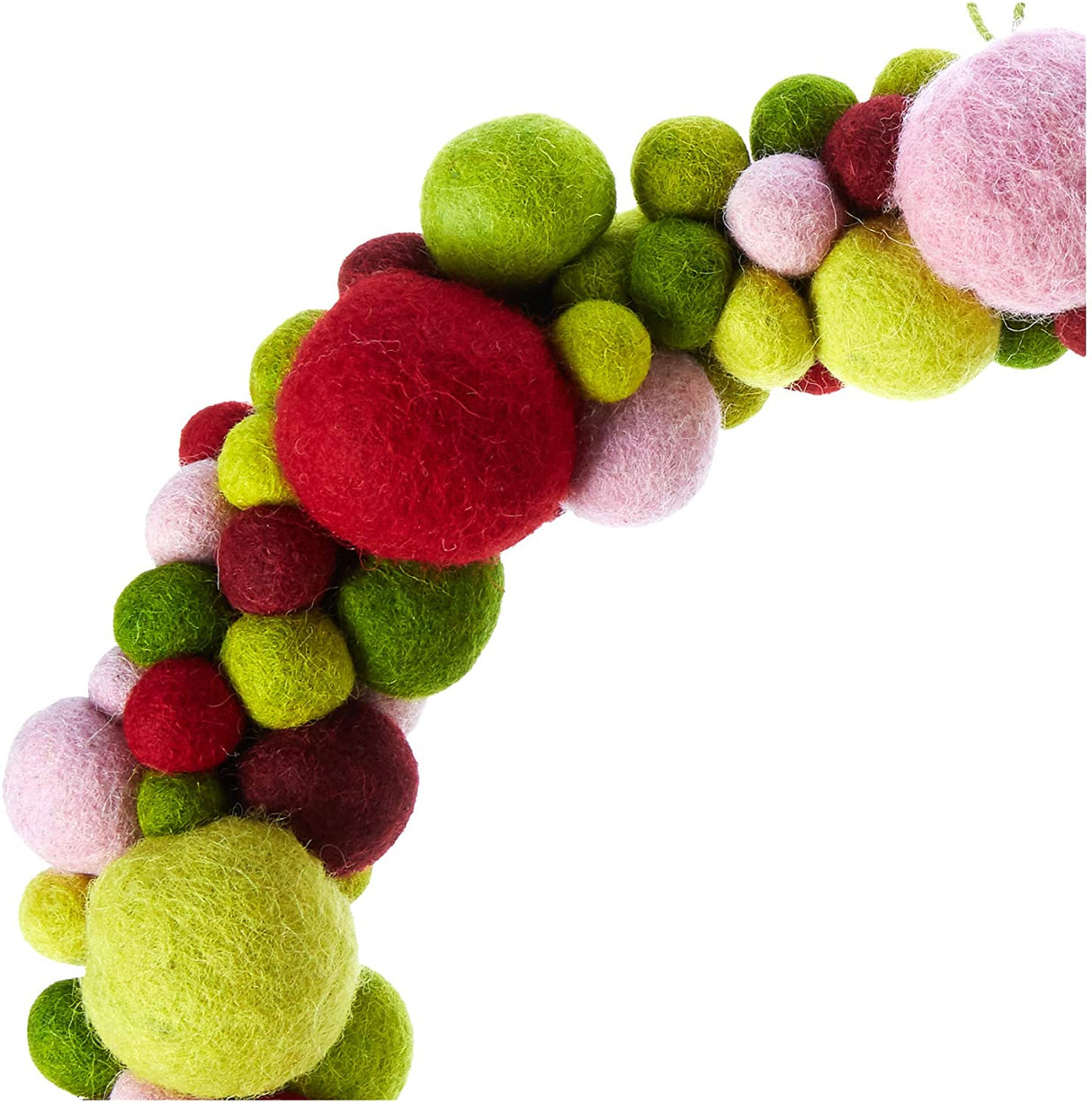 Handmade Hand Felted Wool Wreath - Multicolor Ball - 14" Arcadia Home
