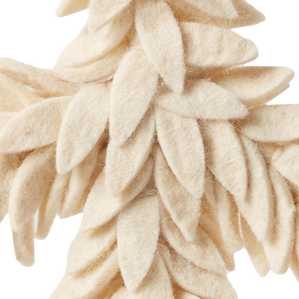 Handmade Hand Felted Wool Wreath - Peace Symbol Cream - 14" Arcadia Home