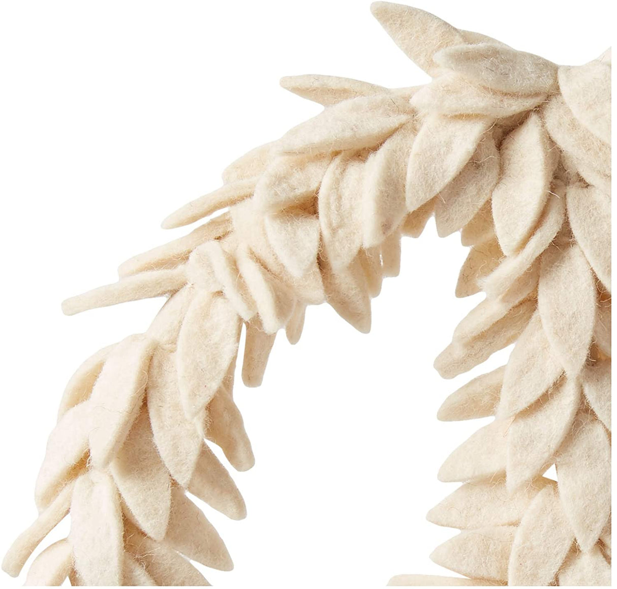 Handmade Hand Felted Wool Wreath - Peace Symbol Cream - 14" Arcadia Home