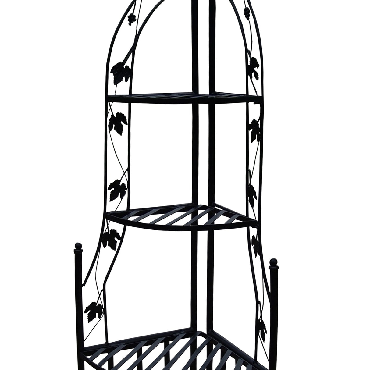 4-Tier Steel Corner Shelf Black Plant Stand