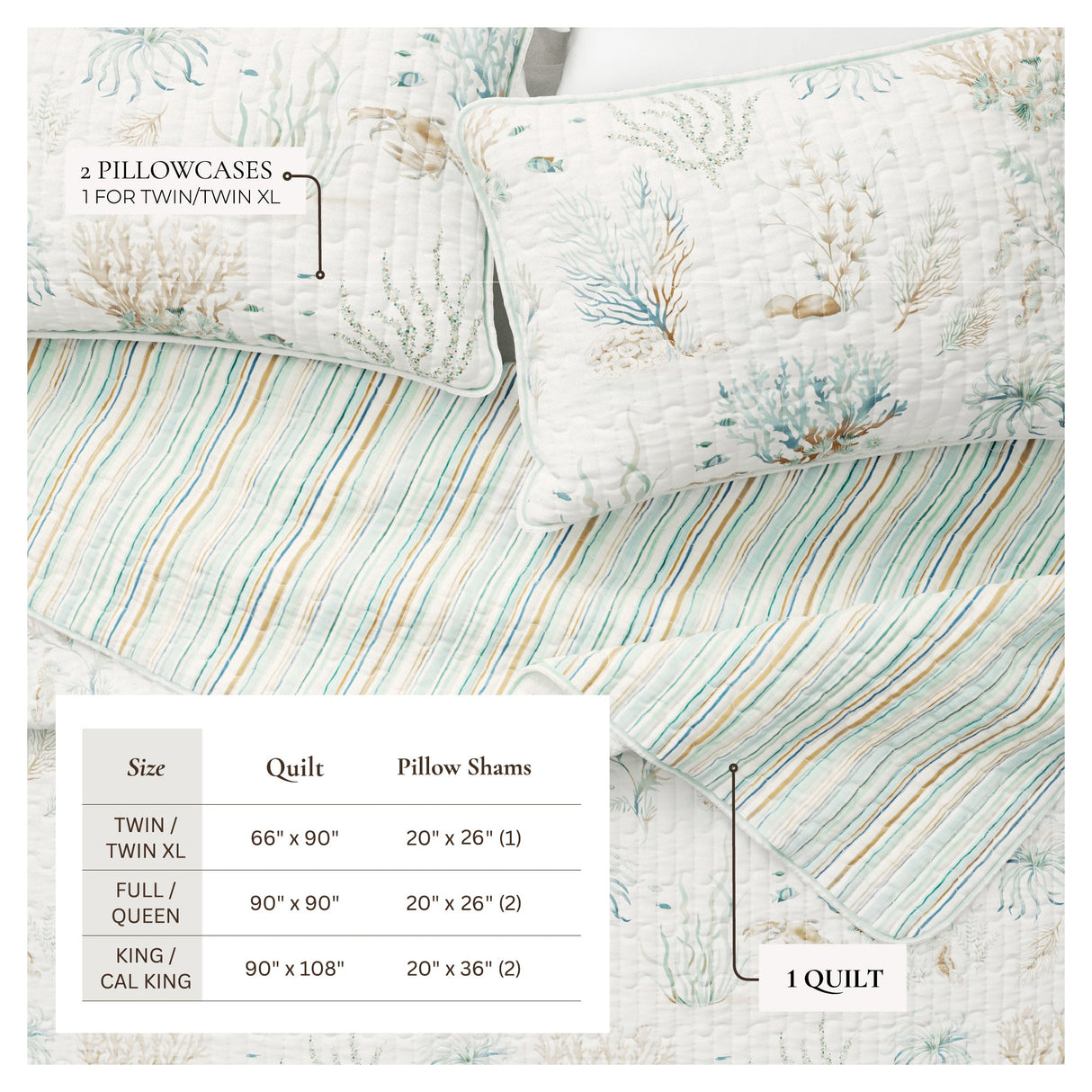Santa Barbara Coastal Printed Cotton Quilt Set
