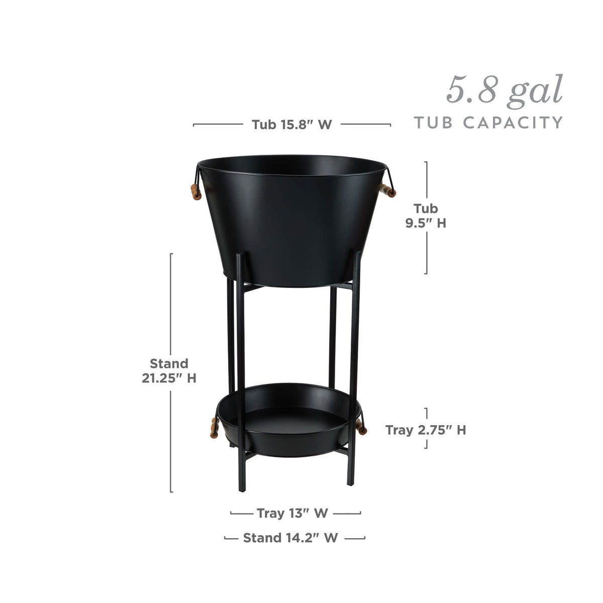 Black Beverage Tub with Stand & Tray