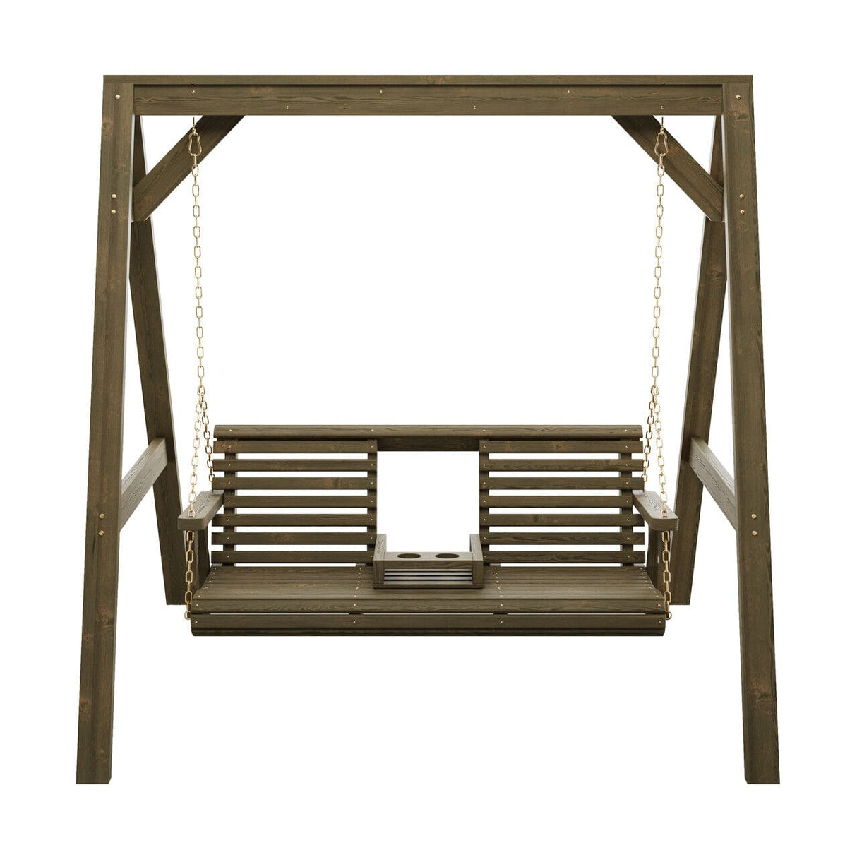 Amish Casual Console Porch Swing with A-Frame Stand