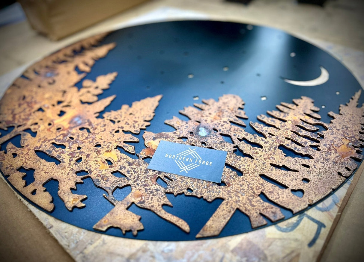 Layered Pine Forest Under the Stars - Wall Art