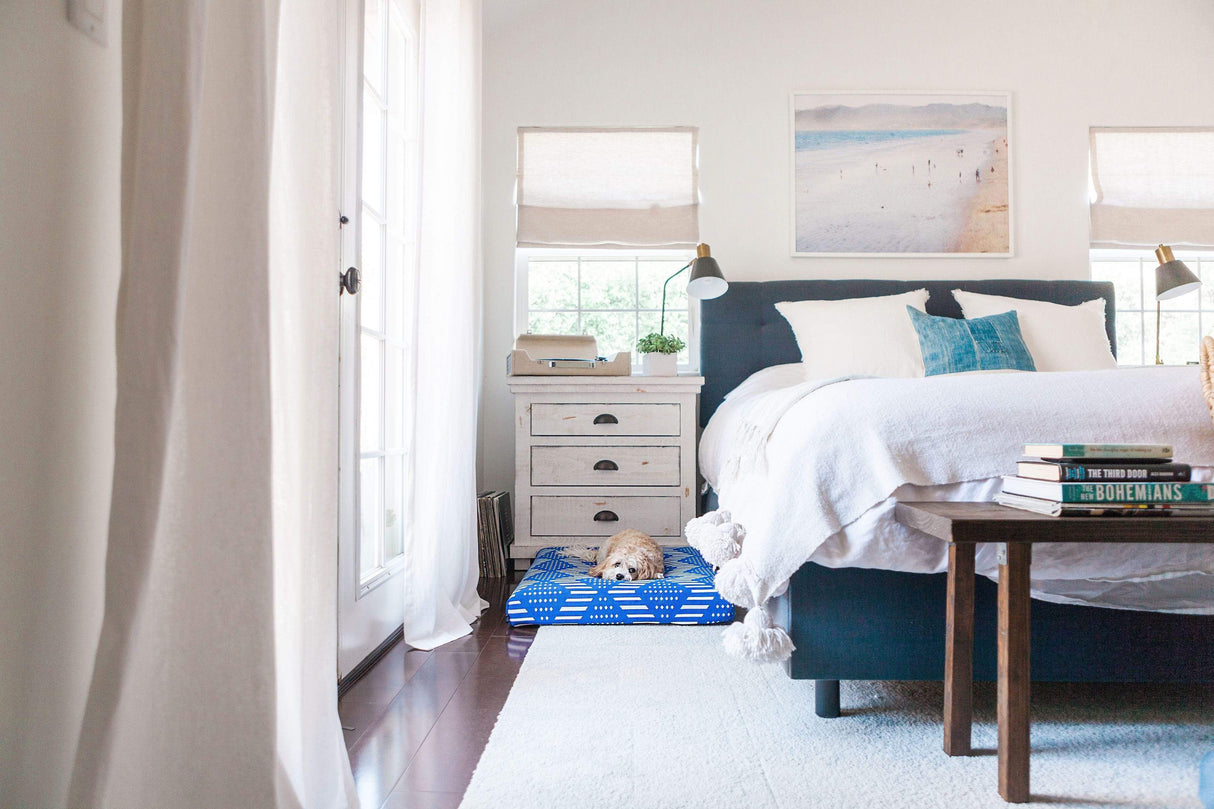 Blue Bogolan | Boho Dog Bed or Bed Cover