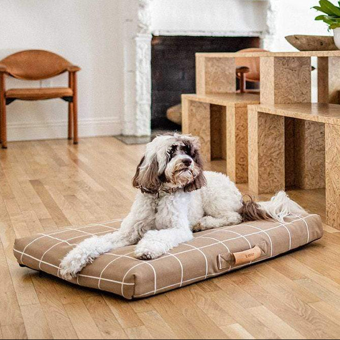 Tan Grid | Dog Bed or Bed Cover
