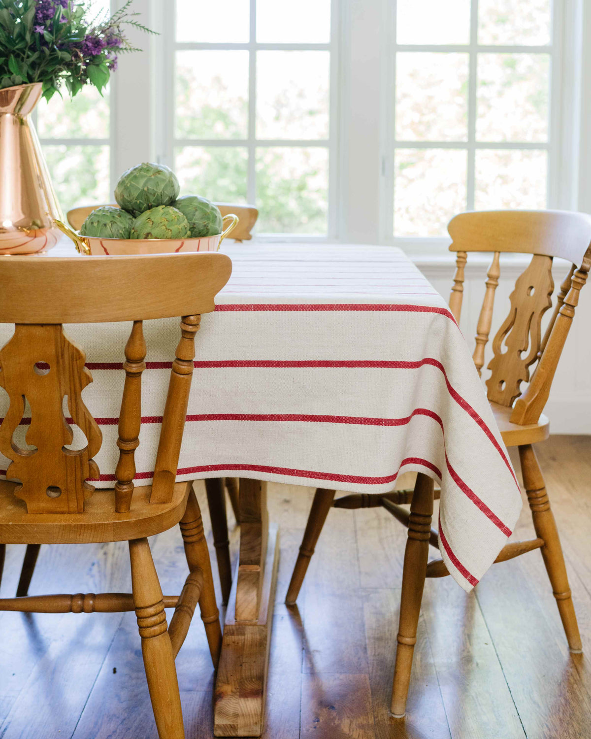 Red Stripe Linen Tablecloth