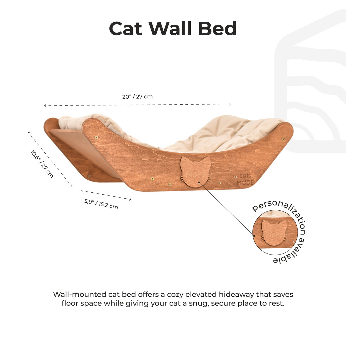 Floating Cat Shelf Perch Oak